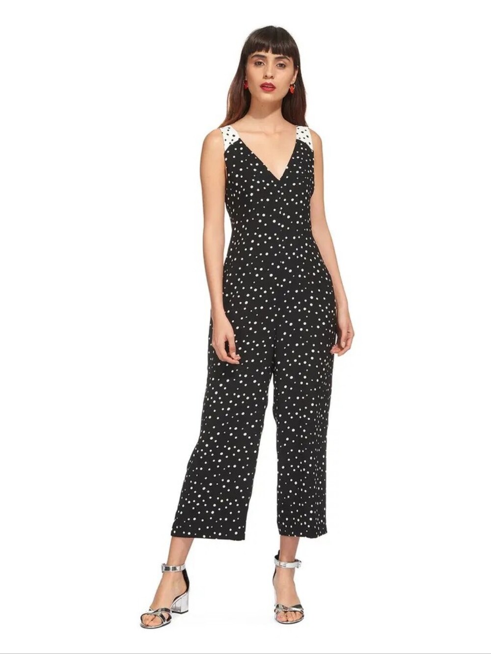 Whistles Black White Polka Dot Jumpsuit Size UK 8 US 4